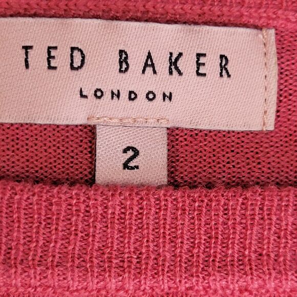 Ted Baker Womens Sweater Wool Silk Puffed Balloon Sleeves Medium Pink SZ 2=6 US - Picture 9 of 11